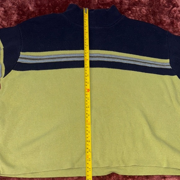 Striped Green and navy Women's Sweater - Picture 6 of 8